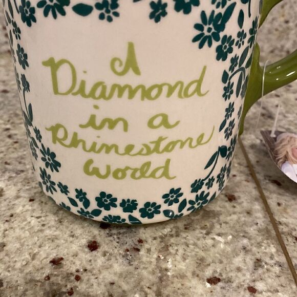 NWT Dolly Parton A Diamond In A Rhinestone World Green Floral Coffee Mug - Picture 3 of 9